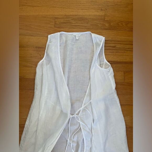 Eileen Fisher Top Women’s Organic Handkerchief Linen V Neck Wrap White Small P - Picture 11 of 13